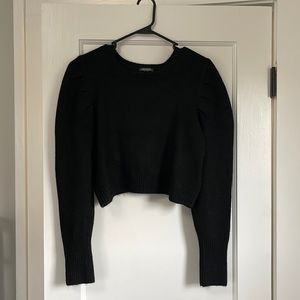 Cropped, puff sleeve sweater